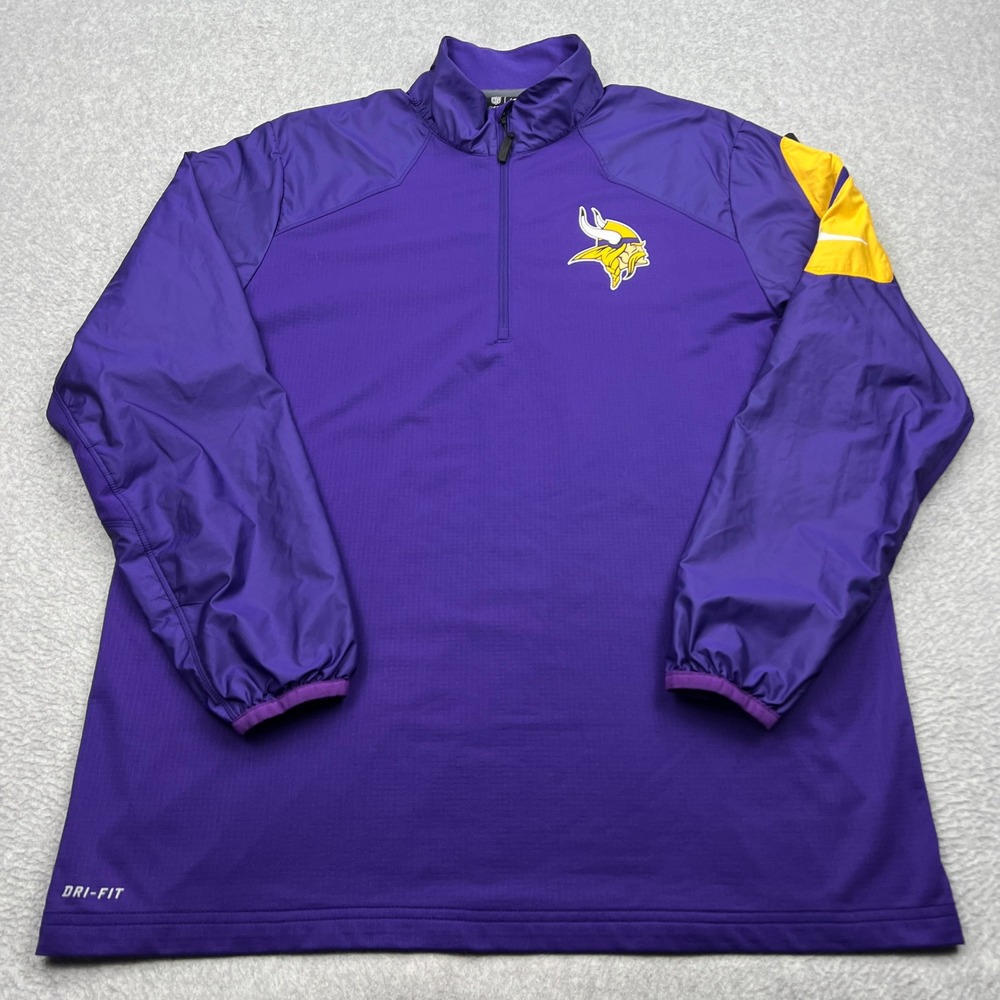 Minnesota Vikings Nike 1/4 Zip Pullover Mens XL Purple NFL On Field Dri-FIT Top